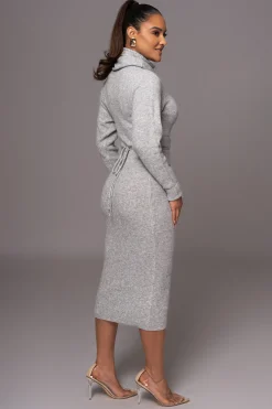 Grey Aubrey Turtleneck Sweater Dress*JLUXLABEL Fashion