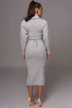 Grey Aubrey Turtleneck Sweater Dress*JLUXLABEL Fashion