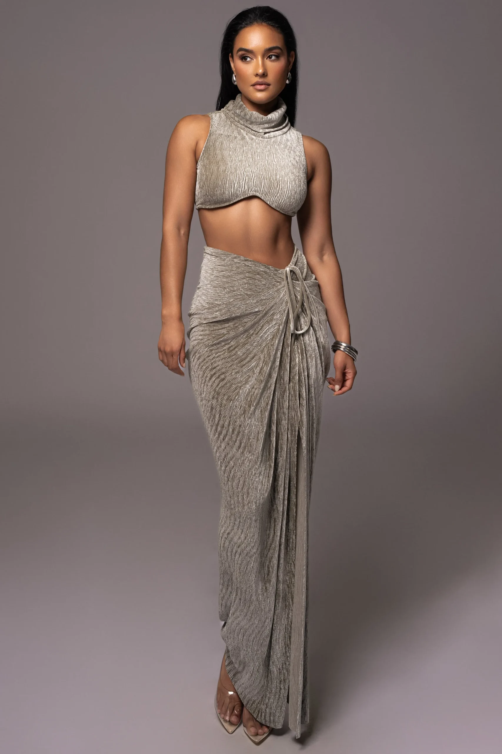 Grey Chosen One Velvet Skirt Set*JLUXLABEL Discount