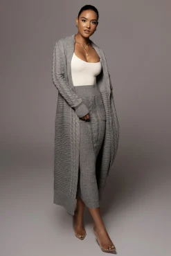 Grey Evana Cable Knit Cardigan*JLUXLABEL Online