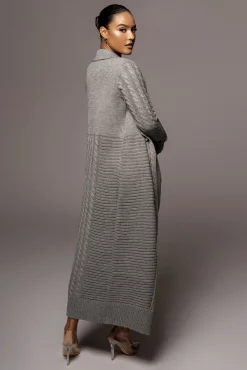 Grey Evana Cable Knit Cardigan*JLUXLABEL Online
