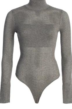 Grey Klaudette Knit Bodysuit*JLUXLABEL New