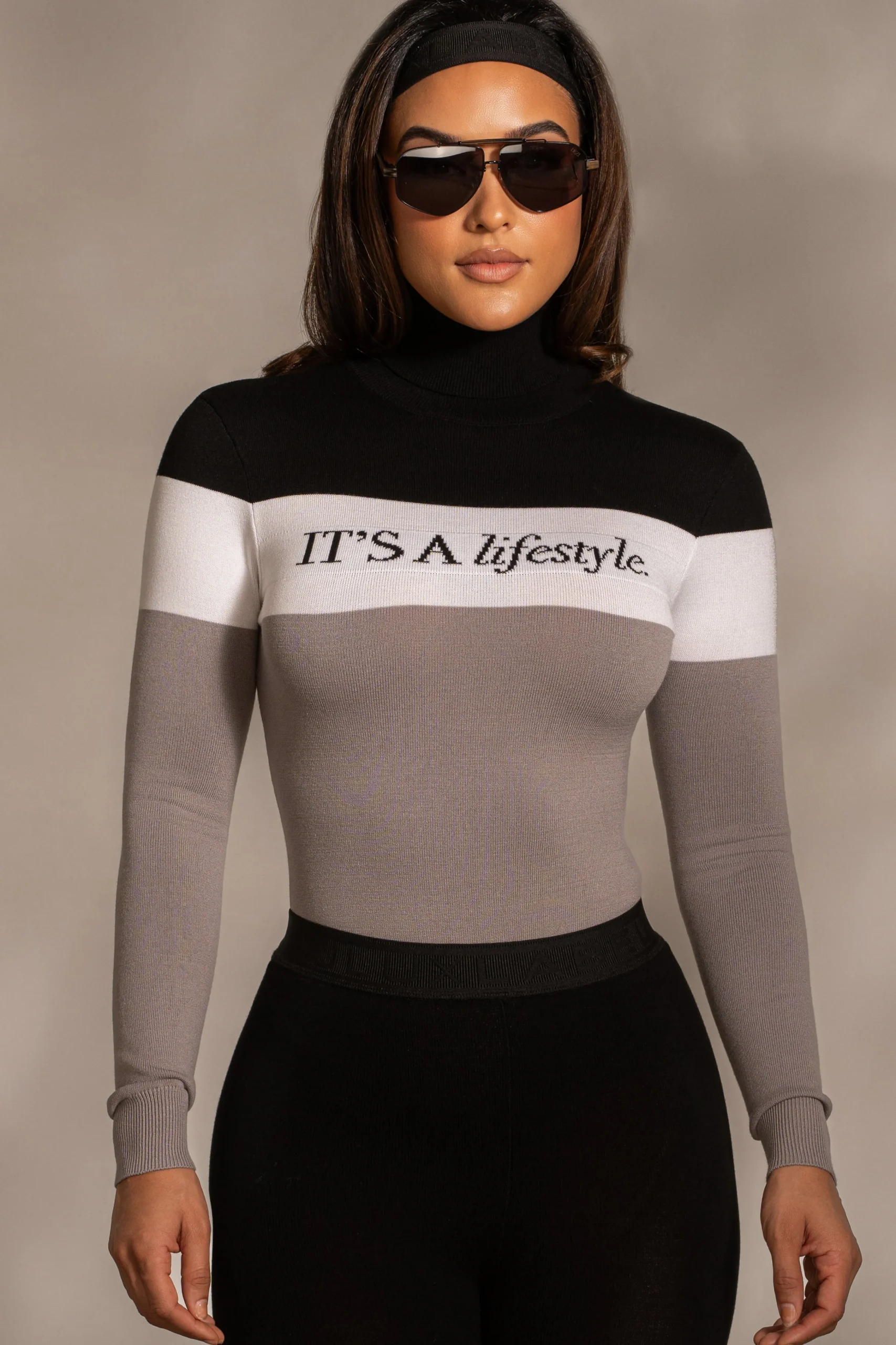 Grey Lifestyle Knit Bodysuit*JLUXLABEL Clearance