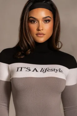 Grey Lifestyle Knit Bodysuit*JLUXLABEL Clearance