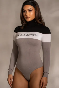 Grey Lifestyle Knit Bodysuit*JLUXLABEL Clearance
