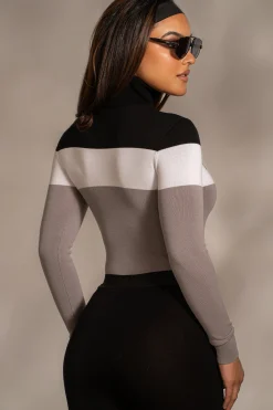 Grey Lifestyle Knit Bodysuit*JLUXLABEL Clearance