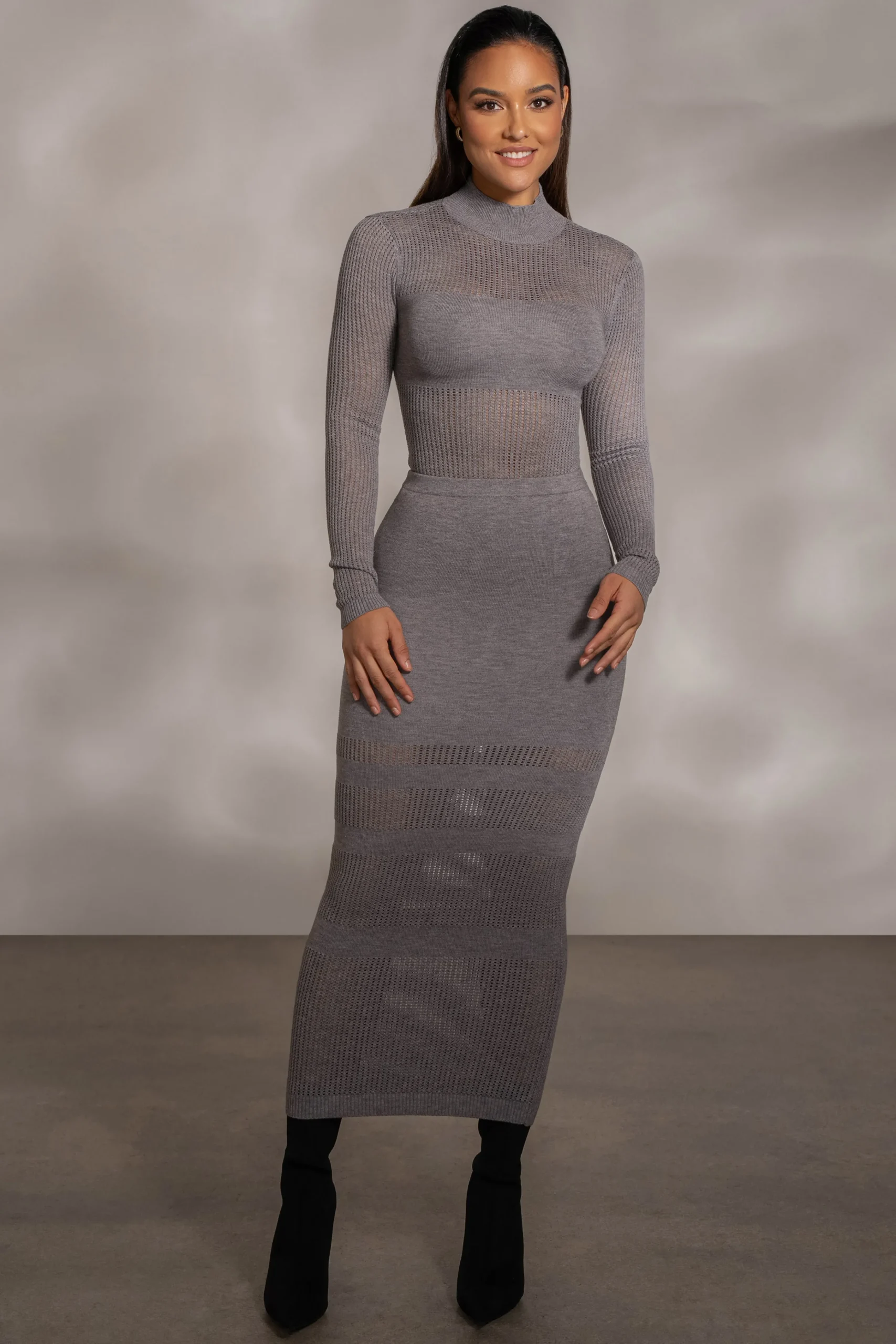 Grey Lina Knit Maxi Skirt*JLUXLABEL Sale
