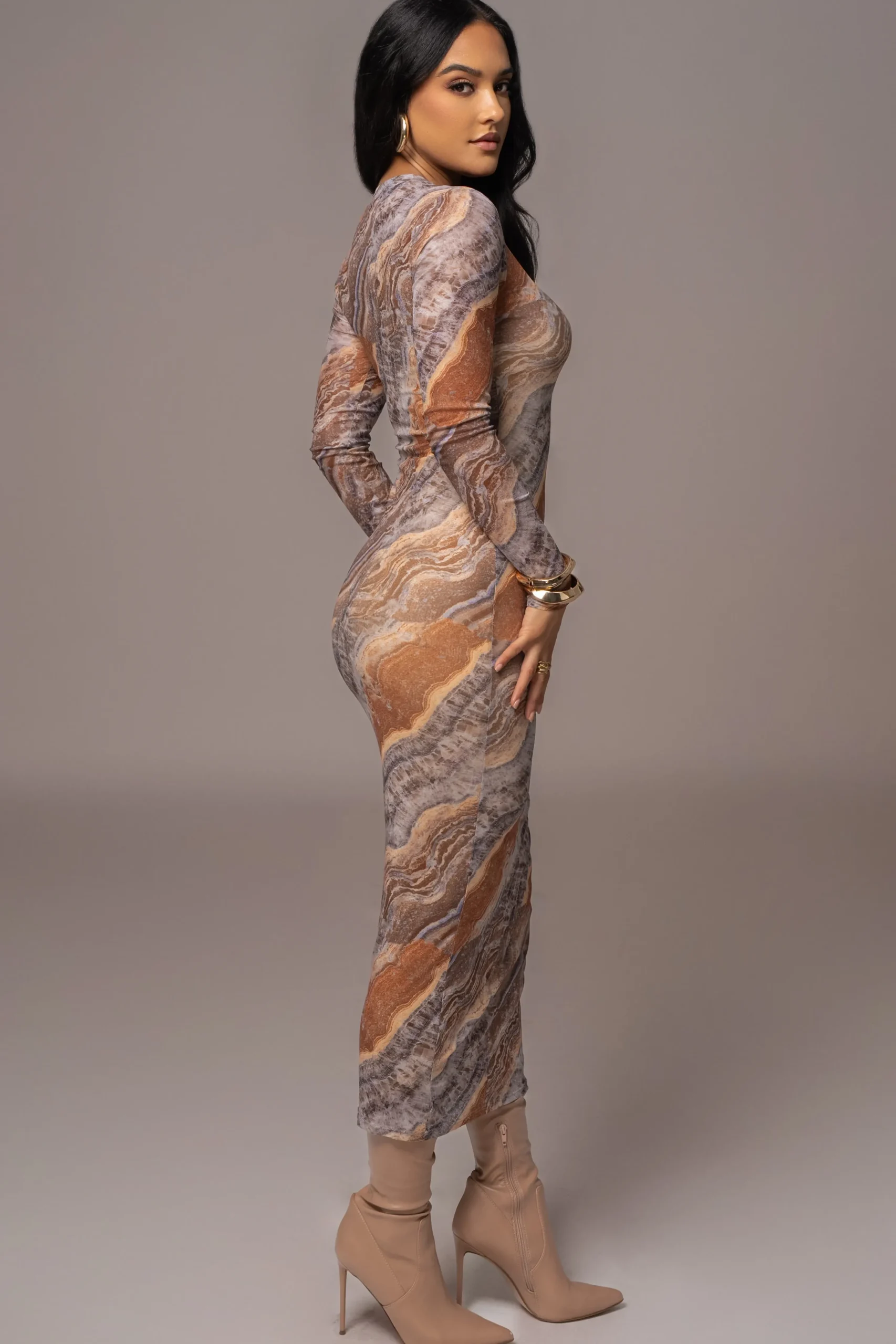 Grey Multi Solana Mesh Maxi Dress*JLUXLABEL Outlet