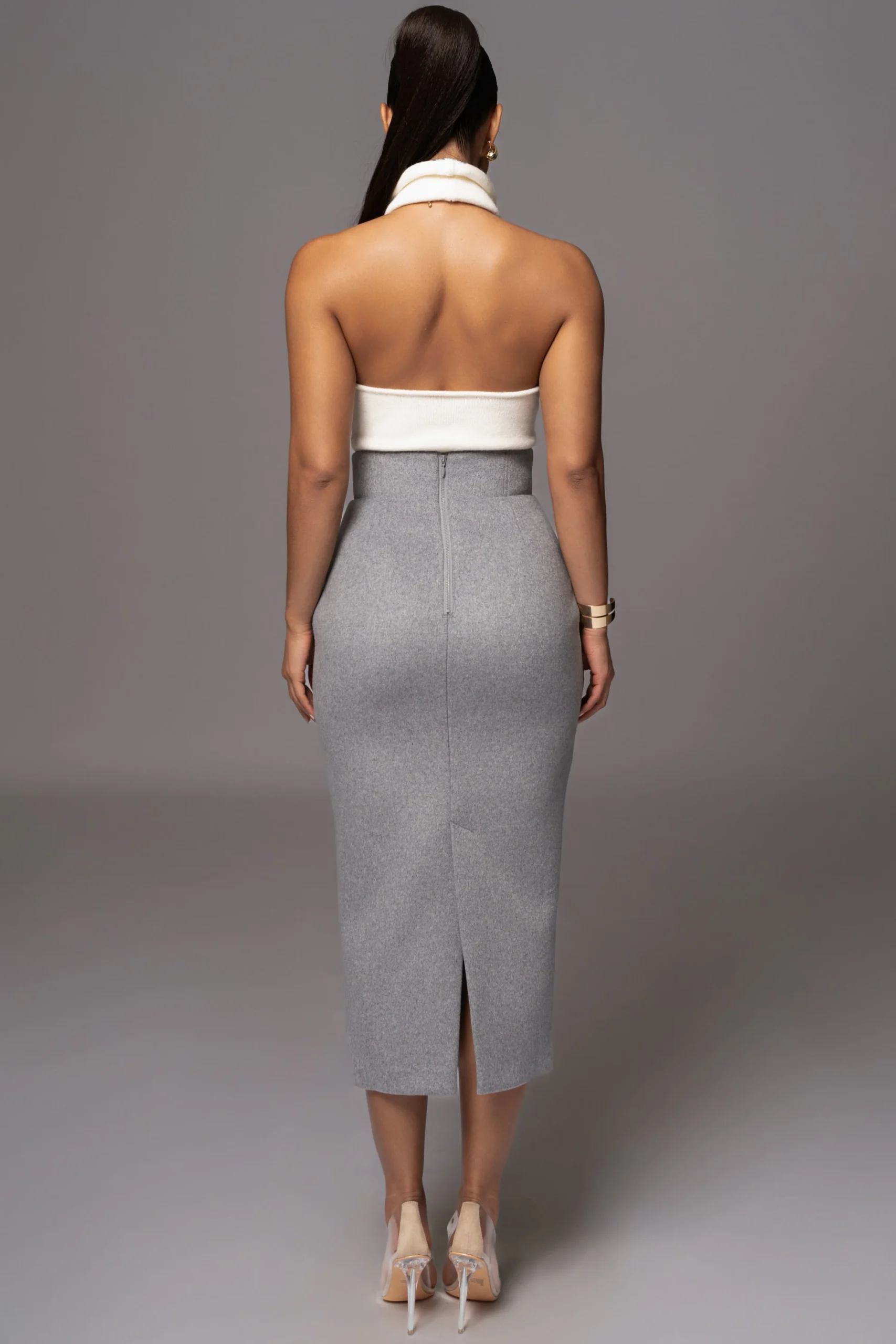 Grey Nostalgia High Waist Skirt*JLUXLABEL Outlet