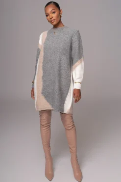 Grey Tash Sweater Knit Dress*JLUXLABEL Sale
