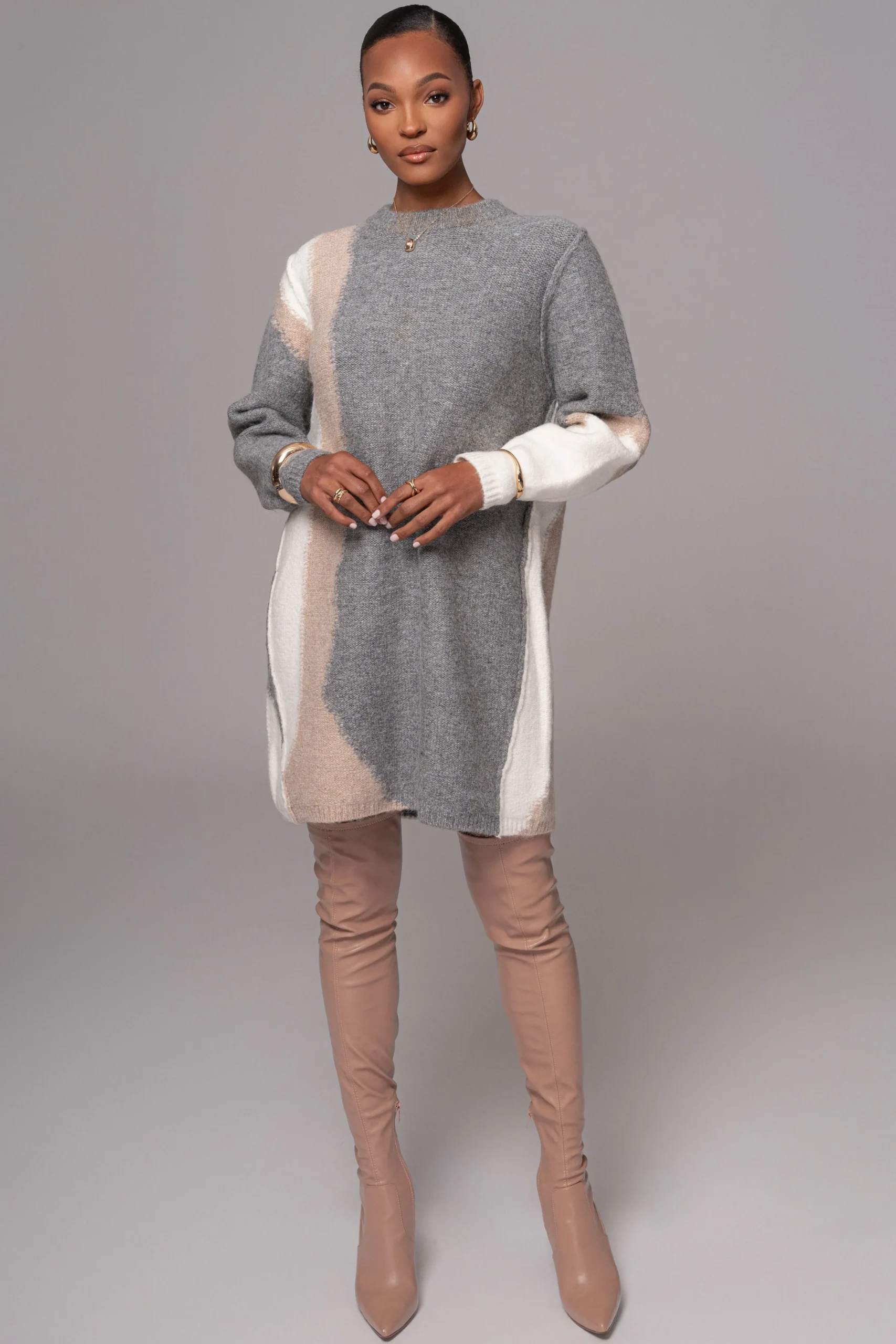 Grey Tash Sweater Knit Dress*JLUXLABEL Sale