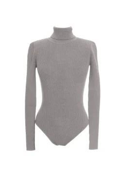 Heather Grey Arlett Turtleneck Bodysuit*JLUXLABEL New