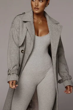 Heather Grey Beverly Trench Coat*JLUXLABEL Outlet