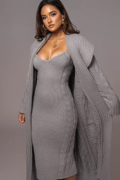Heather Grey Daria Sweater Knit Dress*JLUXLABEL Outlet