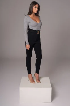 Heather Grey Pegasus Chain Bodysuit*JLUXLABEL Clearance