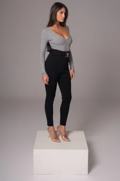 Heather Grey Pegasus Chain Bodysuit*JLUXLABEL Clearance