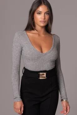 Heather Grey Pegasus Chain Bodysuit*JLUXLABEL Clearance