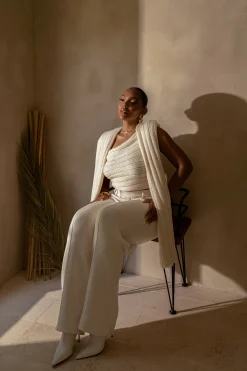 Ivory Back In Business Knit Trousers*JLUXLABEL Discount