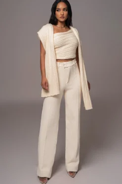 Ivory Back In Business Knit Trousers*JLUXLABEL Discount