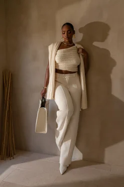 Ivory Back In Business Knit Trousers*JLUXLABEL Discount