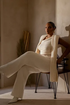 Ivory Back In Business Knit Trousers*JLUXLABEL Discount