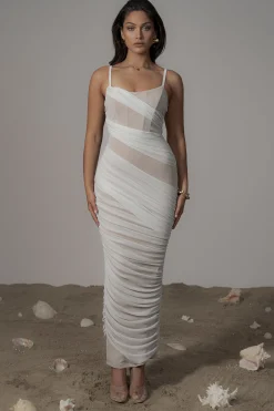 Ivory Catalina Lurex Knit Maxi Dress*JLUXLABEL Fashion