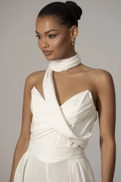 Ivory Coastal Bliss Linen Bustier*JLUXLABEL Sale