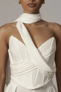 Ivory Coastal Bliss Linen Bustier*JLUXLABEL Sale