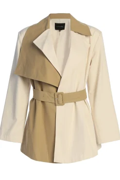 Ivory Color Block Summit Belted Jacket*JLUXLABEL Online