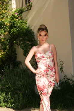 Ivory Floral Slinky Visions Of You Maxi Dress*JLUXLABEL Discount