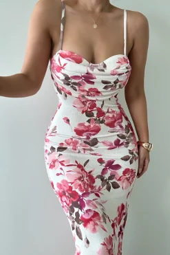 Ivory Floral Slinky Visions Of You Maxi Dress*JLUXLABEL Discount