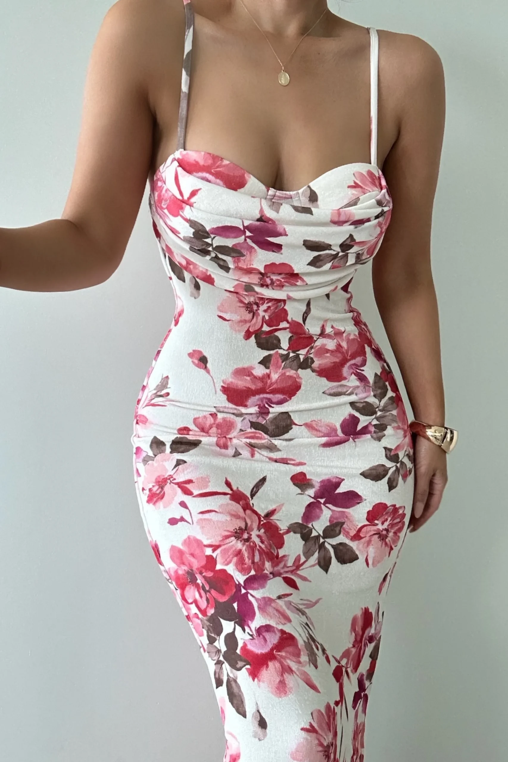 Ivory Floral Slinky Visions Of You Maxi Dress*JLUXLABEL Discount