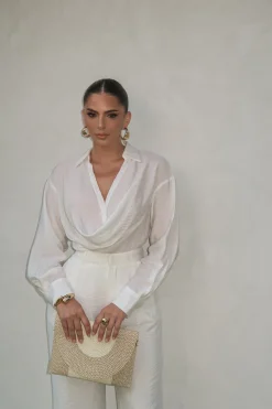 Ivory Greta Collared Top*JLUXLABEL Best