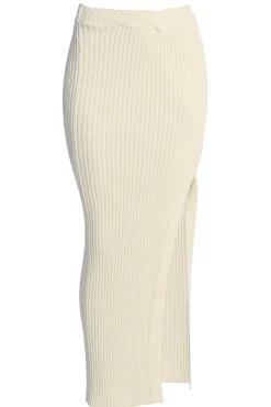 Ivory Hamptons Ribbed Slit Skirt*JLUXLABEL Fashion