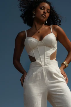 Ivory Horizon Linen Corset*JLUXLABEL Online