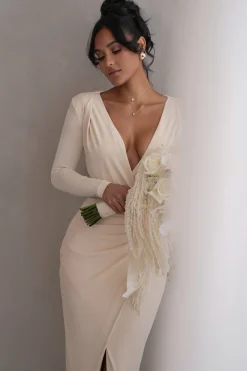 Ivory Jamie Plunge Maxi Dress*JLUXLABEL Best
