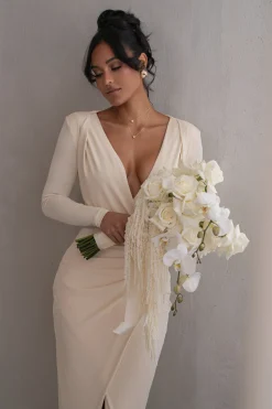 Ivory Jamie Plunge Maxi Dress*JLUXLABEL Best