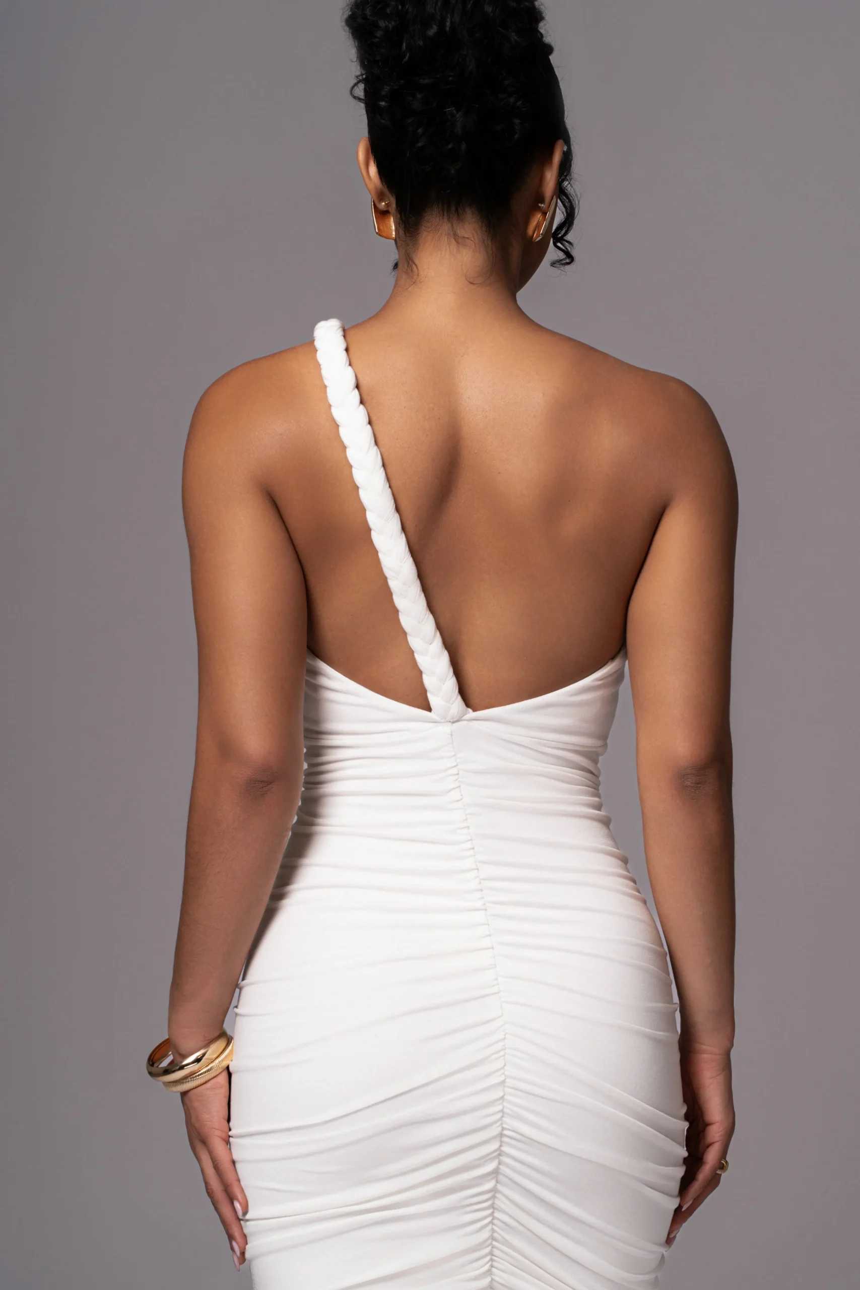 Ivory Jess Ruched Midi Dress*JLUXLABEL Hot