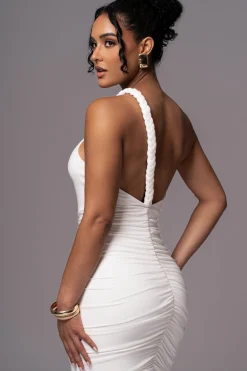 Ivory Jess Ruched Midi Dress*JLUXLABEL Hot