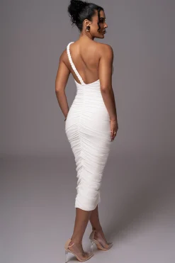 Ivory Jess Ruched Midi Dress*JLUXLABEL Hot