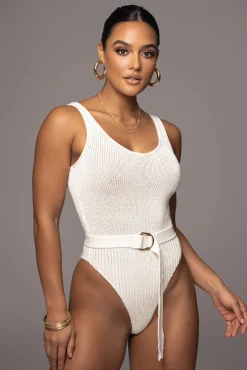 Ivory Juliette Knit Belted One Piece*JLUXLABEL Best