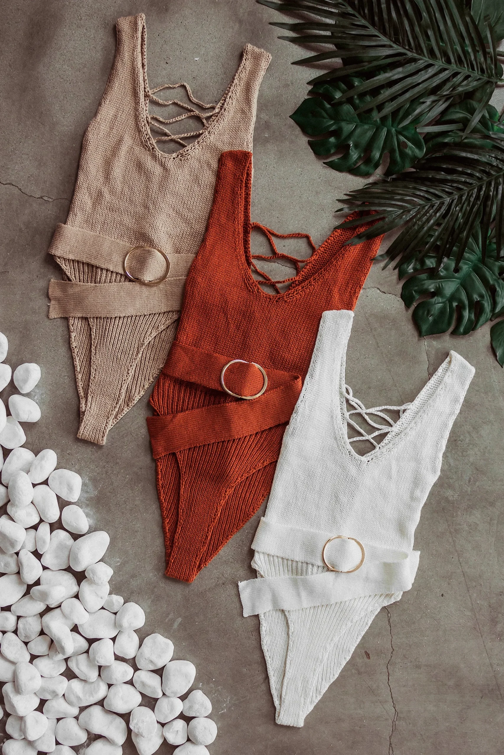 Ivory Juliette Knit Belted One Piece*JLUXLABEL Best