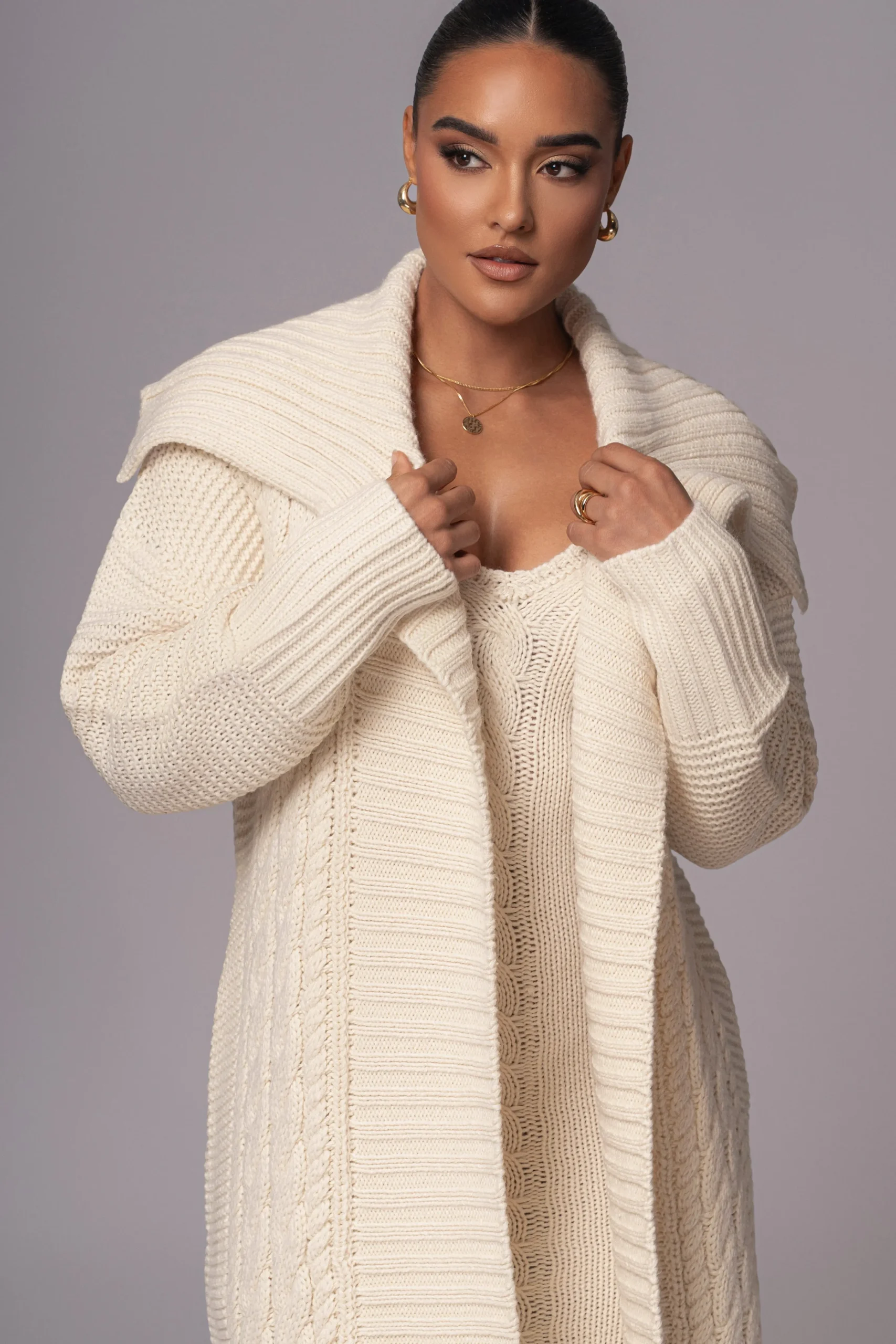Ivory Malinda Sweater Knit Cardigan*JLUXLABEL Online