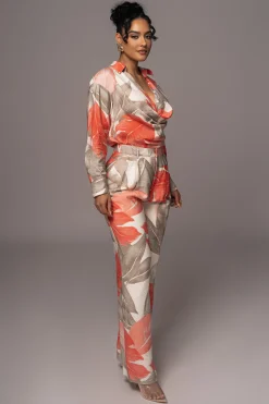 Ivory Palm Print Drew Crinkled Trousers*JLUXLABEL Sale