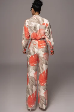 Ivory Palm Print Drew Crinkled Trousers*JLUXLABEL Sale