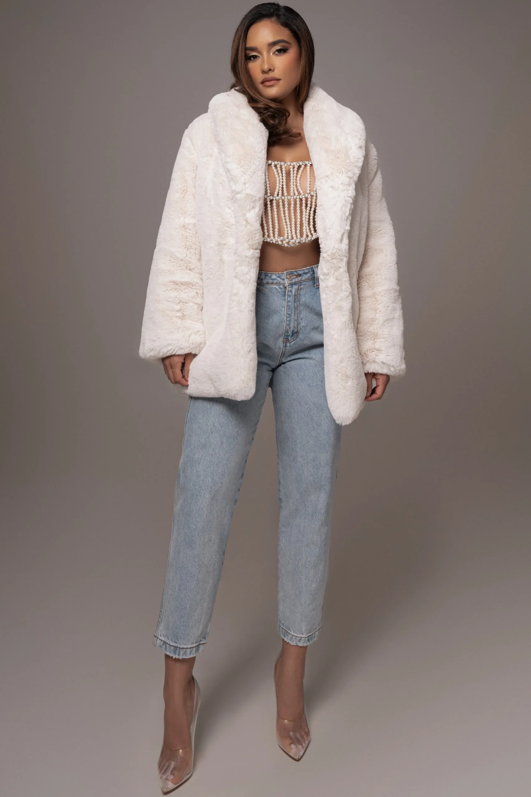 Ivory Refined Faux Fur Oversized Coat*JLUXLABEL Outlet