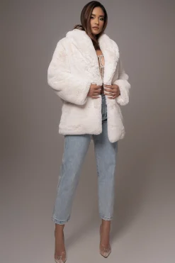 Ivory Refined Faux Fur Oversized Coat*JLUXLABEL Outlet