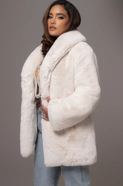 Ivory Refined Faux Fur Oversized Coat*JLUXLABEL Outlet