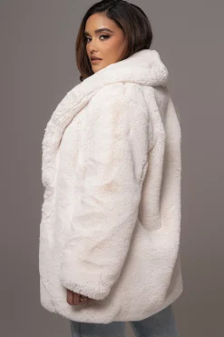 Ivory Refined Faux Fur Oversized Coat*JLUXLABEL Outlet