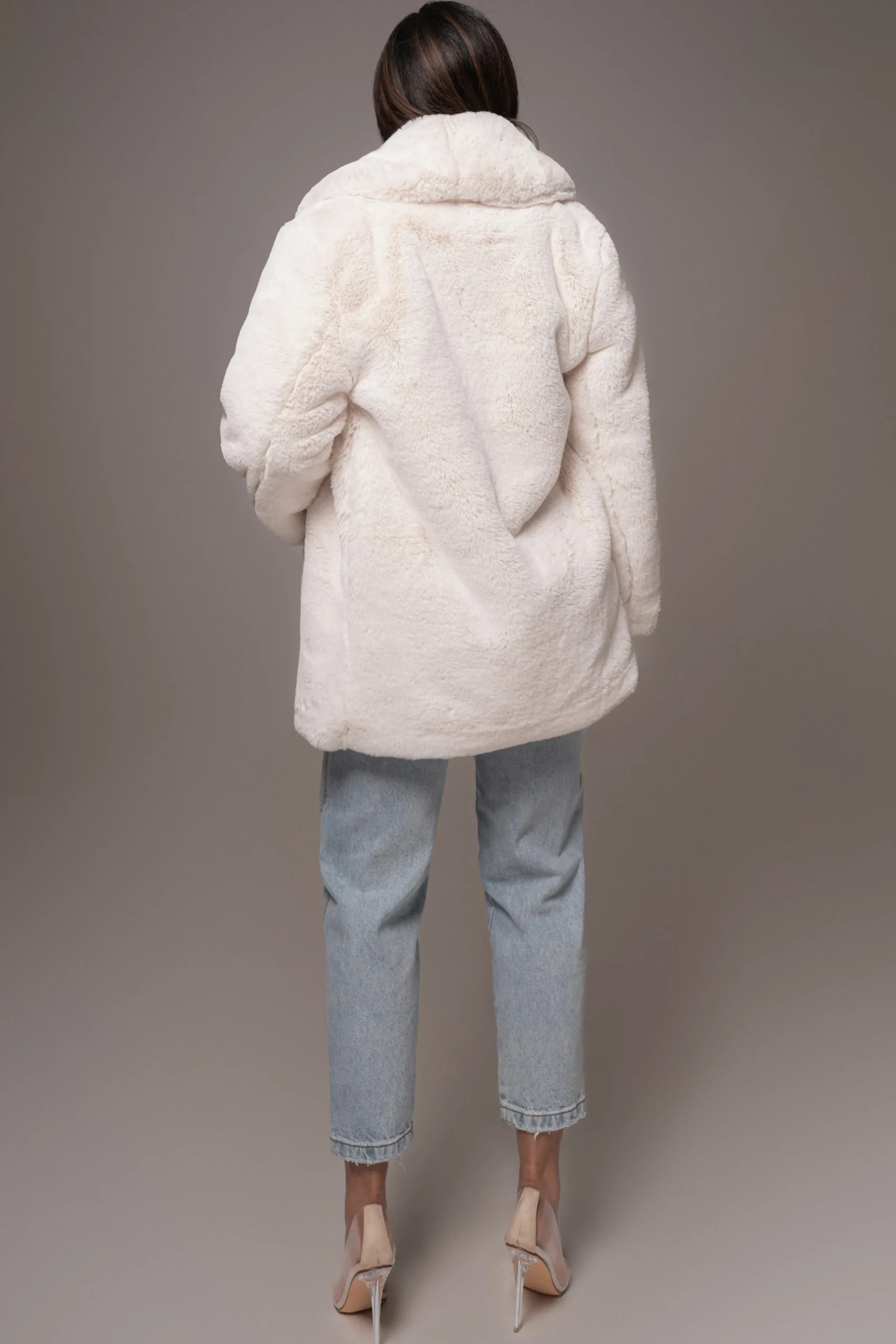 Ivory Refined Faux Fur Oversized Coat*JLUXLABEL Outlet